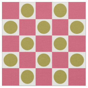 Tissu Rétro Rose et Olive Vérification de Cercle
