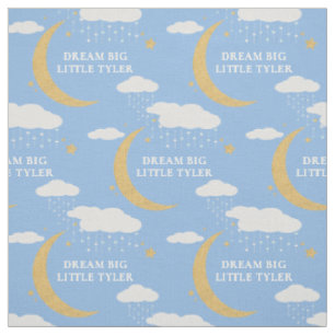 Tissu Rêve grand nuages de lune bleus motif personnalisé