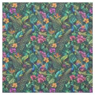 Tissu Rêves de jungle de paon Motif de surface transpare