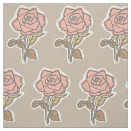 Tissu Robe florale taupe en impression de rose rose