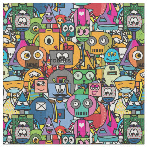 Tissu robots colorés - motif pour tous les fans de robo