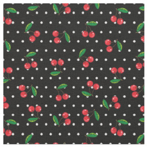 Tissu Rockabilly Red Cherries et Pois les années 50 Moti