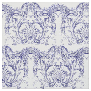 Tissu Rococo Motif baroque bleu et blanc