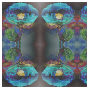 Tissu Romantique élégant tableau turquoise floral aquare