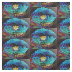 Tissu Romantique élégant tableau turquoise floral aquare