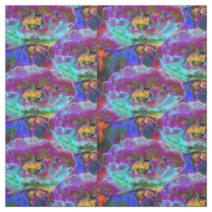 Tissu Romantique élégant violet turquoise peinture de fl