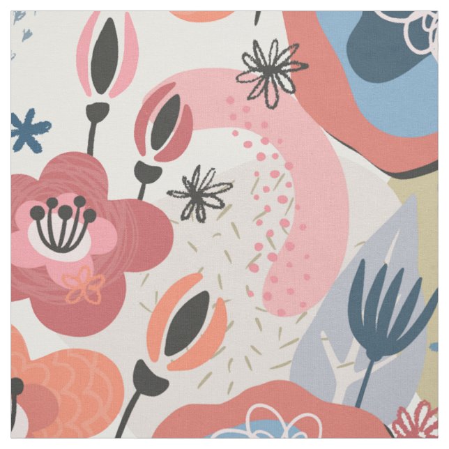Tissu Rose Abstrait Floral (Échantillon)