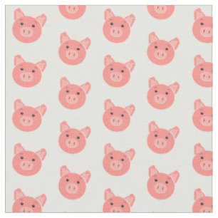 Tissu rose Avec Des Faces De Porcs Douces Motif