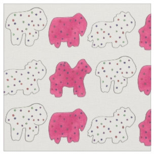 Tissu Rose Blanc Cirque Zoo Animaux Cookies Crackies