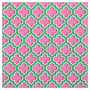 Tissu Rose chaud #2, Emeraude, Quatrefoil marocain #5DS