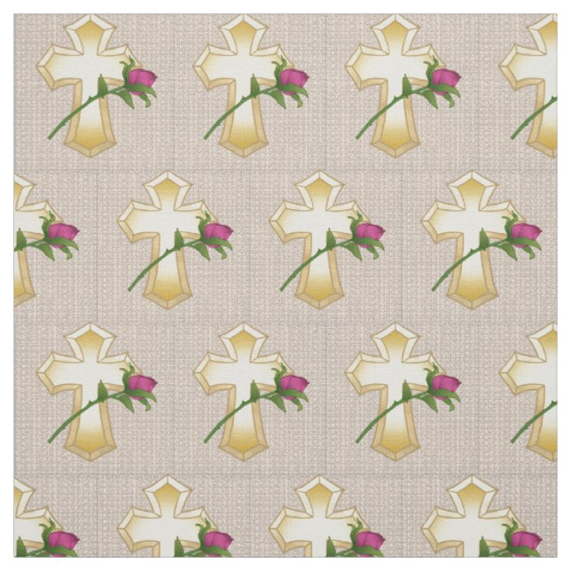 Tissu Rose Christian Cross Fabric (Échantillon)