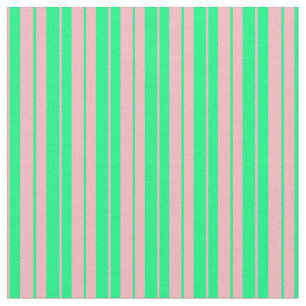 Tissu Rose clair et Motif vert des rayures