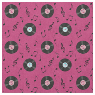 Tissu rose de musique de disques de KRW rétro