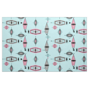 Tissu rose et gris atomique de motif