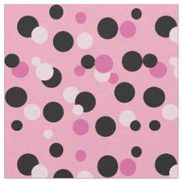 Tissu rose et noir à pois