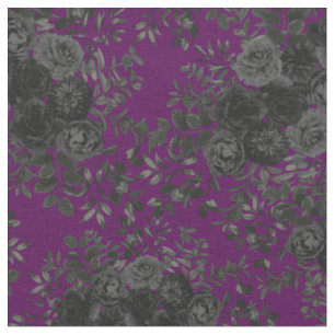 Tissu Rose gothique noir et pourpre Floral Petite impres