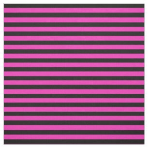Tissu Rose lumineux, pied noir de minuit, rayures
