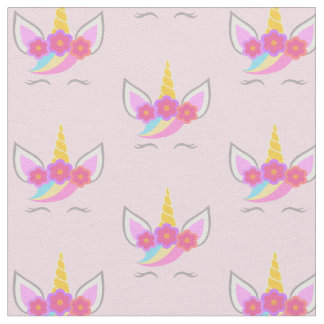 Tissu Rose mignon de licorne