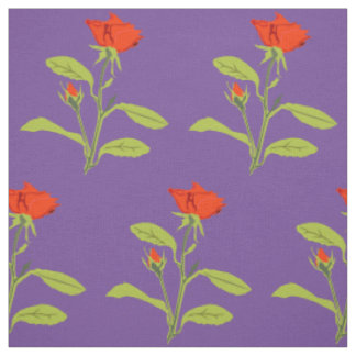 Tissu Rose orange et Feuilles de bud