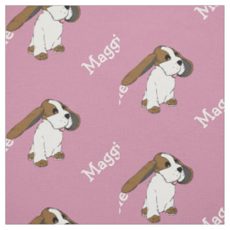 Tissu Rose Pâle au Nom Chien Beagle à la Coupe