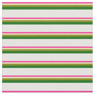 Tissu Rose profond, bronzé, vert, vert foncé et blanc