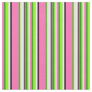 Tissu Rose, Vert, Chartreuse, Cyan et Noir