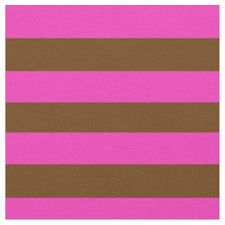 Tissu rose vif, brun coco, rayures