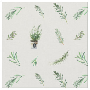 Tissu Rosemary Branches et pots Aquarelle