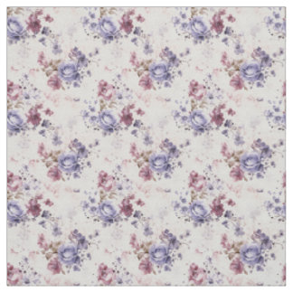Tissu Roses d'aquarelle en violet et bleu