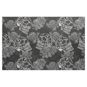 Tissu Roses des crânes et des calques Gothique Glam Fu