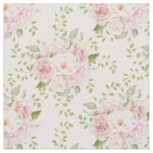 Tissu Roses et pivoines roses Motif rayé