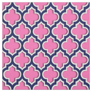 Tissu Roses indien, Marocain Quatrefoil #5DS de bleu