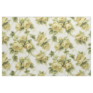 Tissu Roses Jaunes sur Trellis Motif Floral