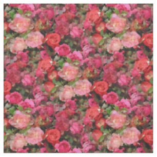 Tissu Roses roses Abstraites roses et rouges avec verdur
