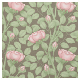 Tissu Roses roses sur marron (petite échelle)