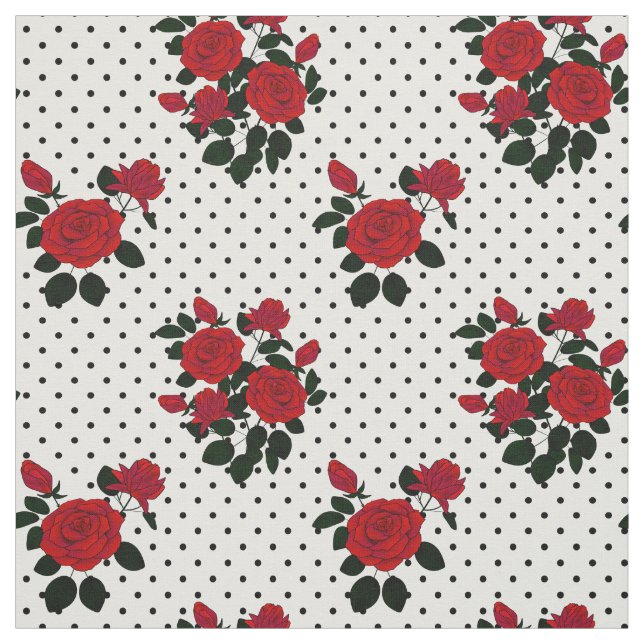 Tissu Roses rouges. (Échantillon)