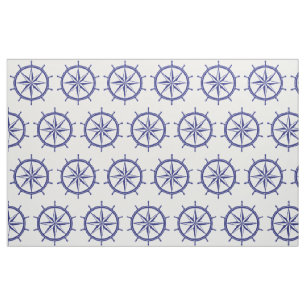 Tissu Roue bleue et blanche nautique de bateau