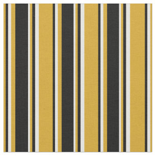 Tissu Roue d'or, bandes noires et blanches