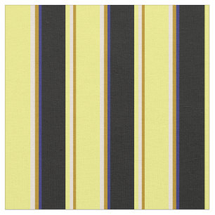 Tissu Roue d'or, Bisque, Jaune, Noir & Bleu de minuit