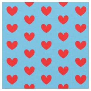 Tissu Rouge Bleu amour Coeur Motif