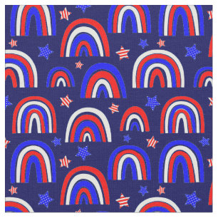 Tissu Rouge bleu bleu rétro arc-en-ciel