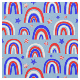 Tissu Rouge bleu bleu rétro arc-en-ciel