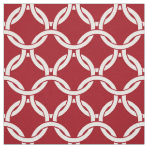 Tissu Rouge canneberge, cercles blancs liés Motif n° 1