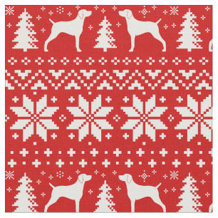 Tissu Rouge de motif de Noël de silhouettes de