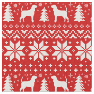 Tissu Rouge de motif de Noël de silhouettes de Coonhoun