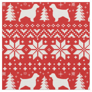 Tissu Rouge de motif de Noël de springers spaniels de