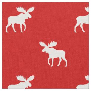 Tissu Rouge de motif de silhouettes d'orignaux