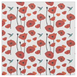 Tissu rouge de pavots