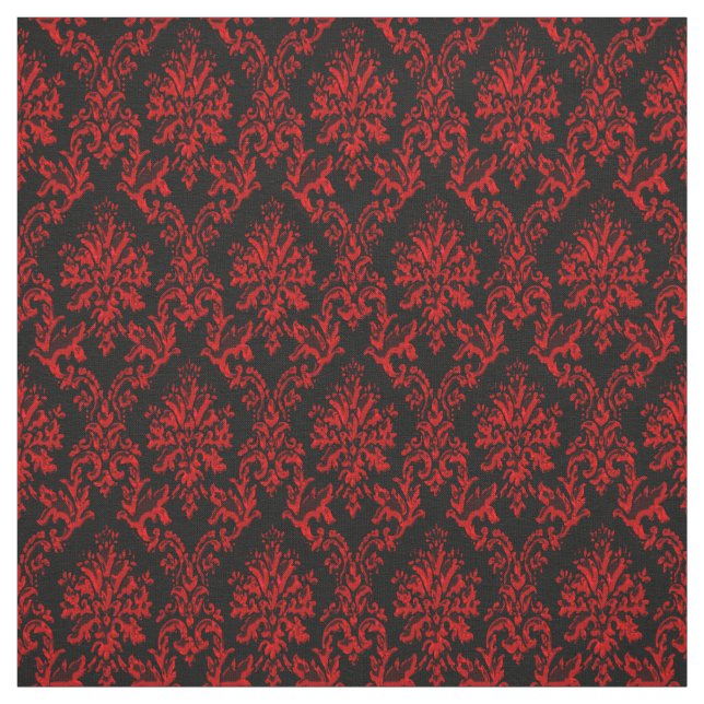 Tissu rouge et noir d'impression de damassé (Échantillon)