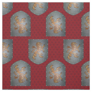 Tissu Rouge Fleurs de lion de bouclier en métal